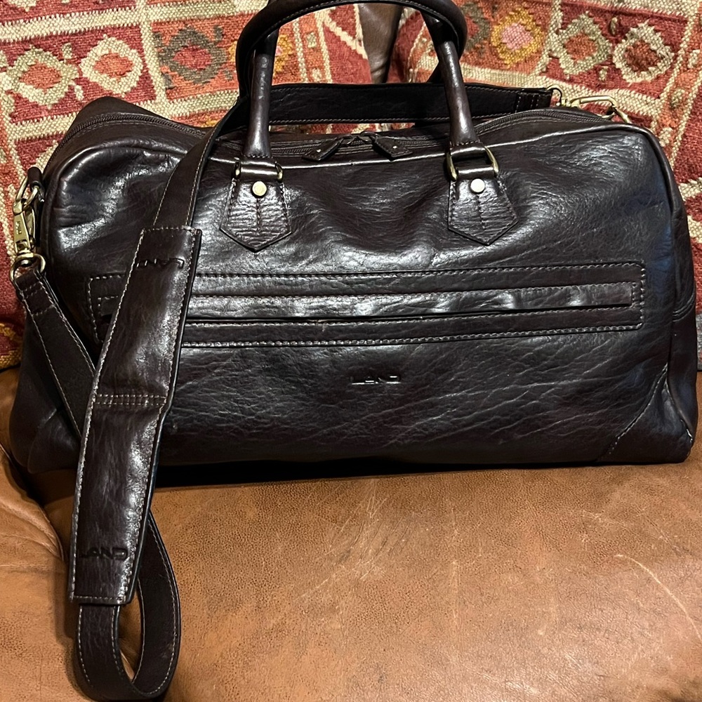 LAND Leather Large Bag Overnight Travel Duffel - Picture 3 of 14